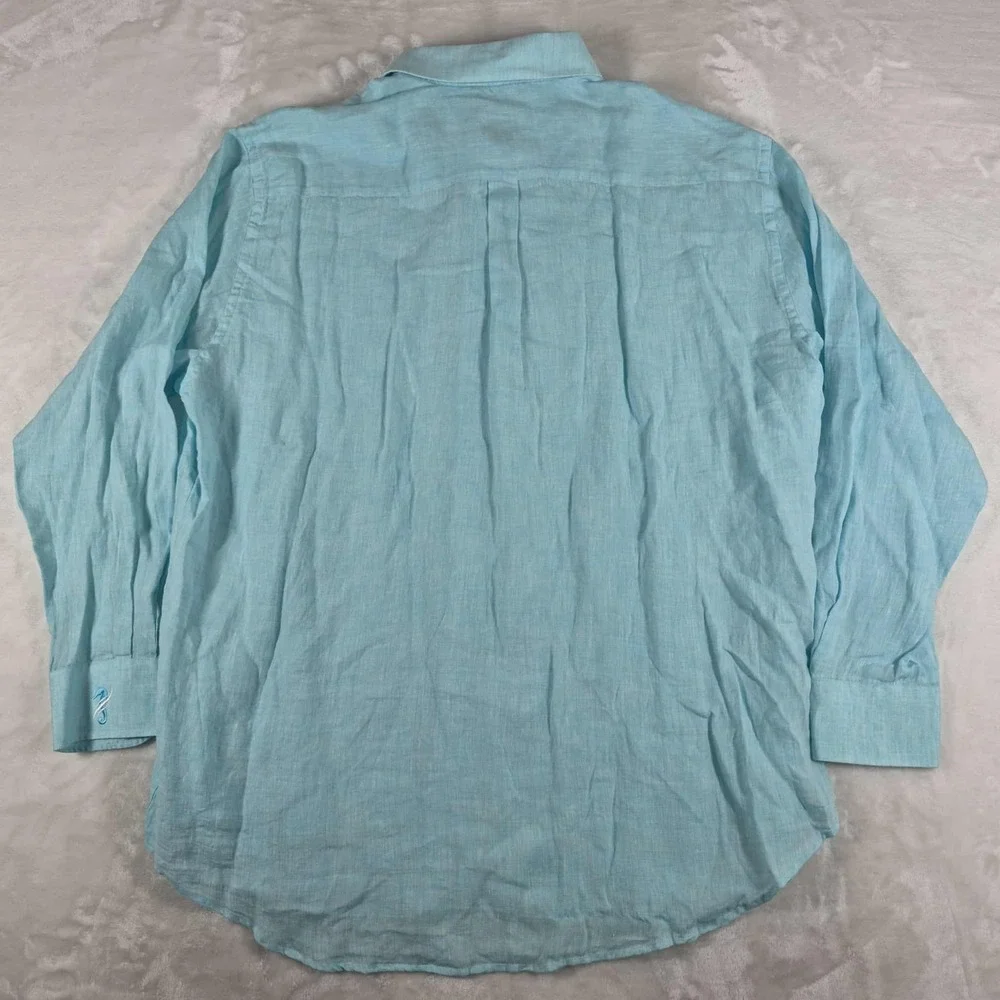 Peter Millar Linen Shirt Men's 2XL XXL Blue Crown Cool Long Sleeve Button Up NWT